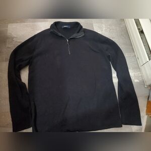 Zegna Sport Men's Quarter Zip Black Ribbed Stretchy Long Sleeves Sweater. XL.